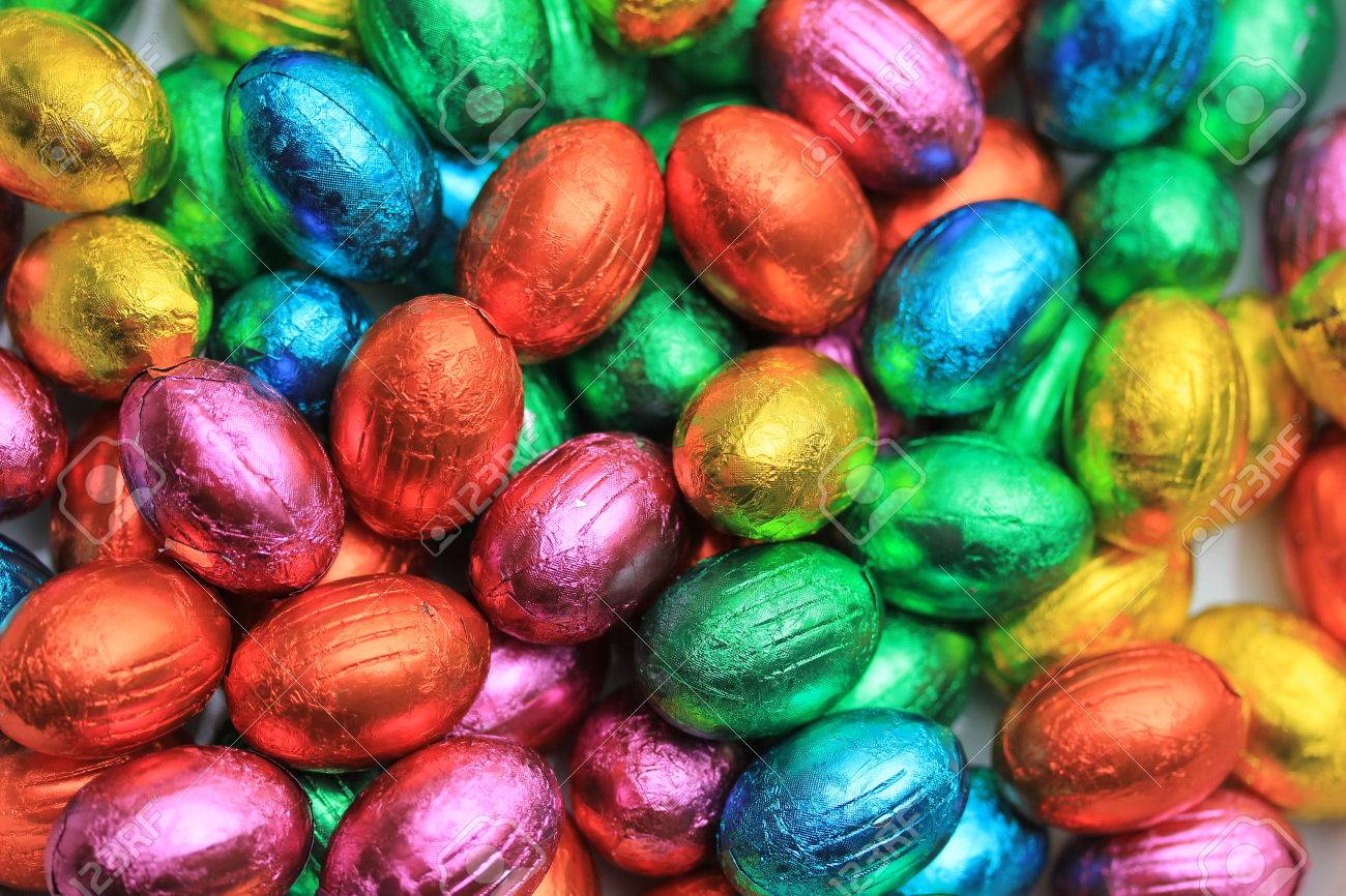 A Group Of Foil Wrapped Chocolate Easter Eggs Stock Photo, Picture ...