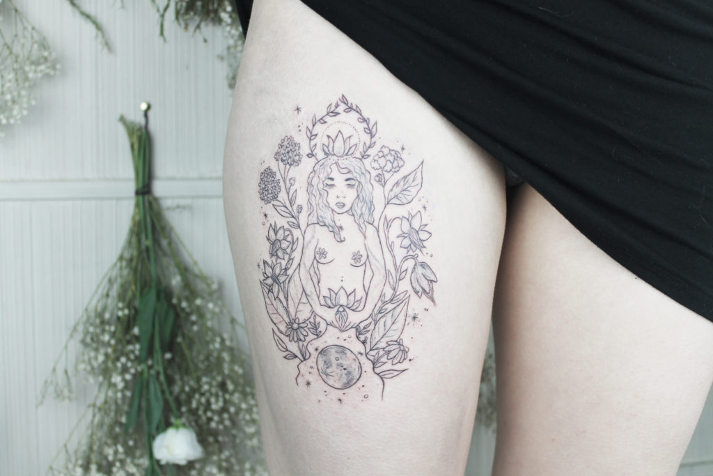 Moonflower Lotus Moon Tattoo